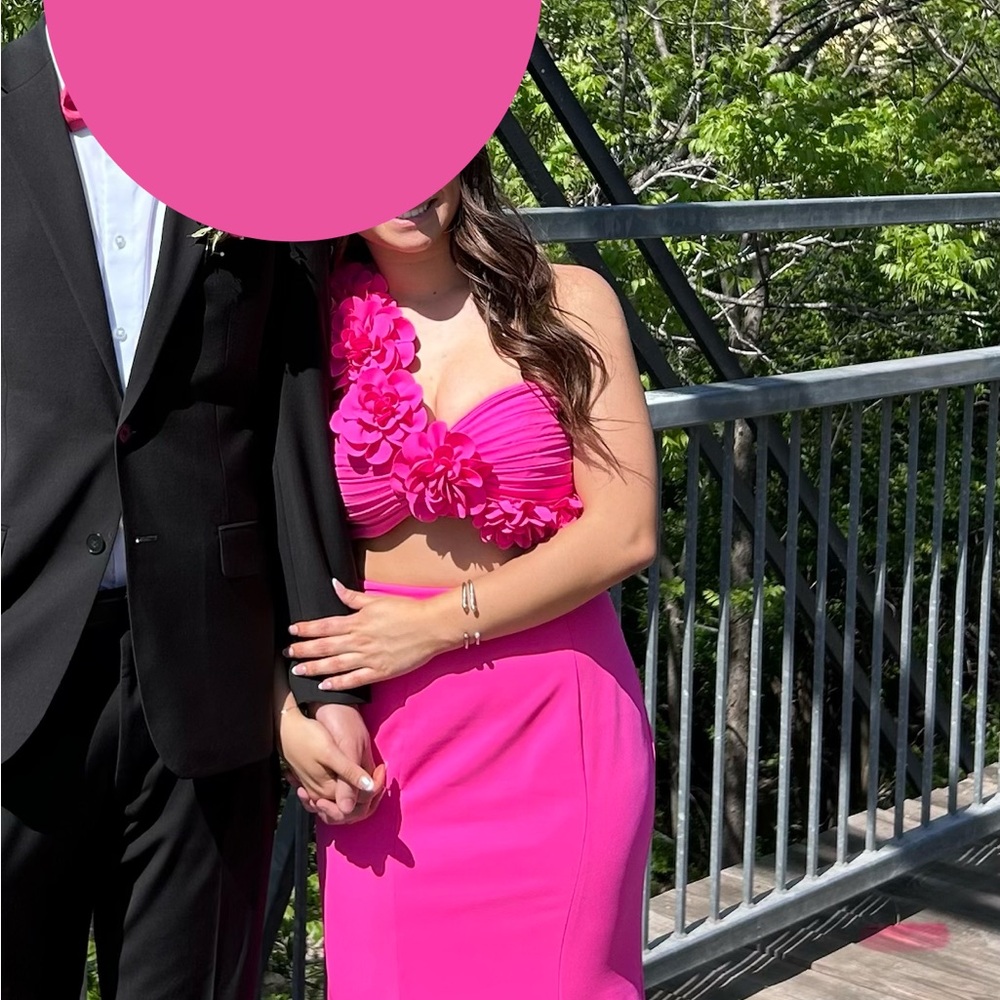 Elegant Pink Floral Prom Dress